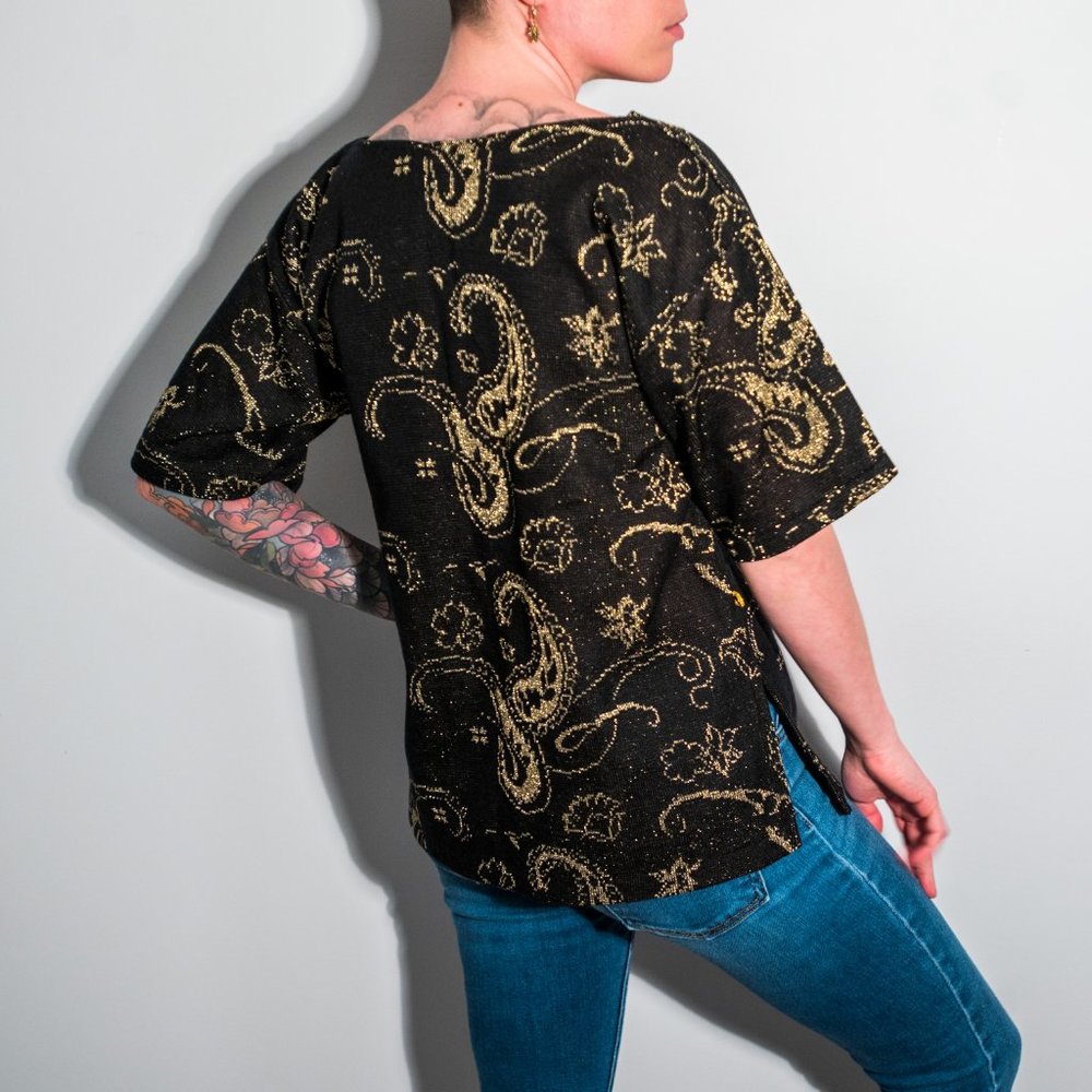 Black & Gold Sparkly Split-Side Top